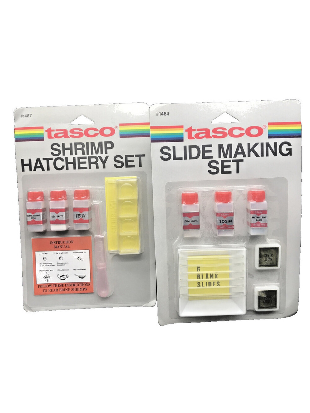 Vtg Tasco Slide Making Kit Shrimp Hatchery Set 1484 1487 1989 Methyl Blue